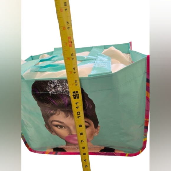 Fashion Bag of Audrey Hepburn Resuable Tote Shopping Bag W/Zipper Pouch - Picture 6 of 10